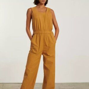 Everlane Mustard Linen Fatique Apron Wide Leg One-Piece Sleeveless Jumpsuit